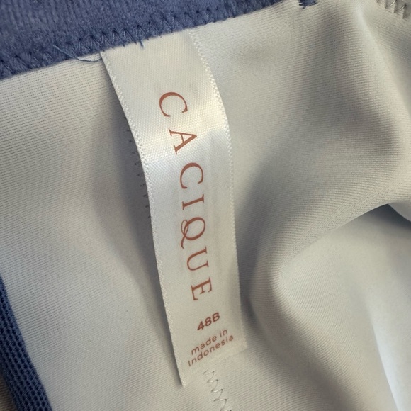 Cacique Boost Plunge Bra Size 48B Blue‎ Floral Beige Underwire Push Up - Picture 5 of 6